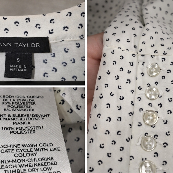 Ann Taylor White and Black Polka Dot Blouse - Picture 3 of 3